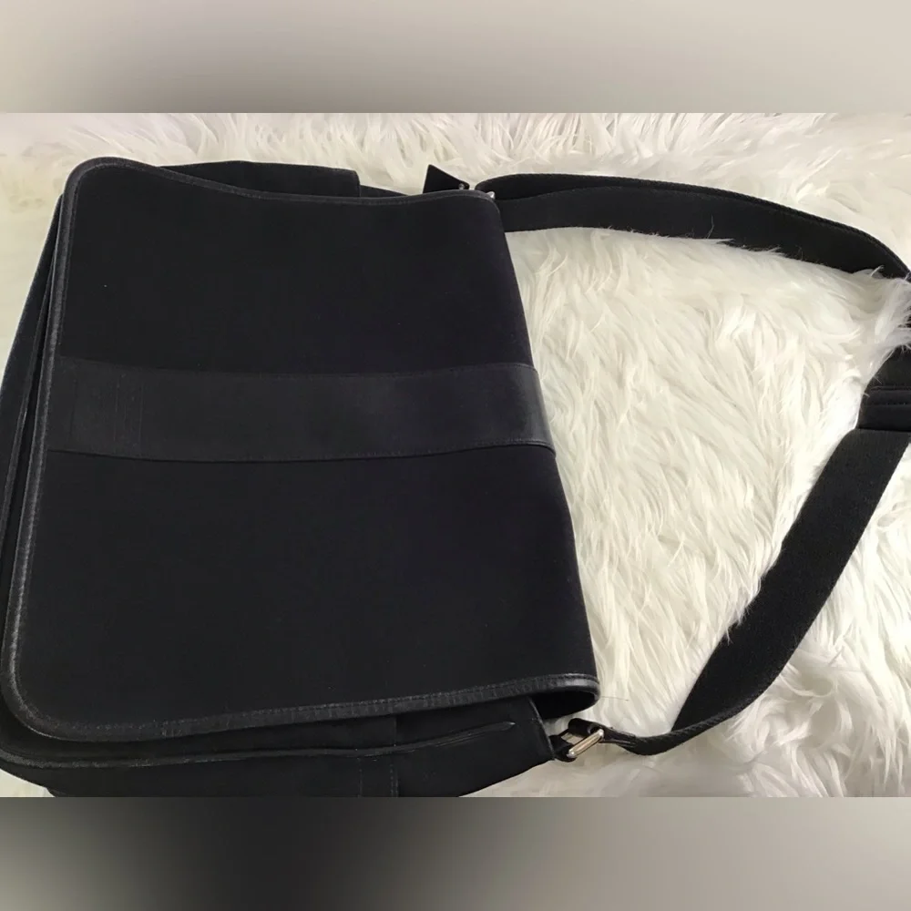 Coach Black Leather Canvas Messenger laptop Bag - Picture 11 of 16